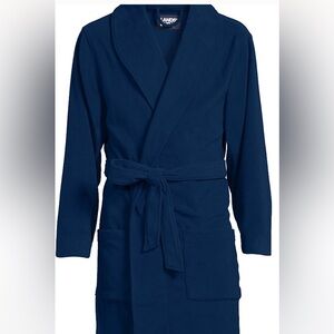 LANDS END -Men’s size xl warm graphite grey fleece robe brand new